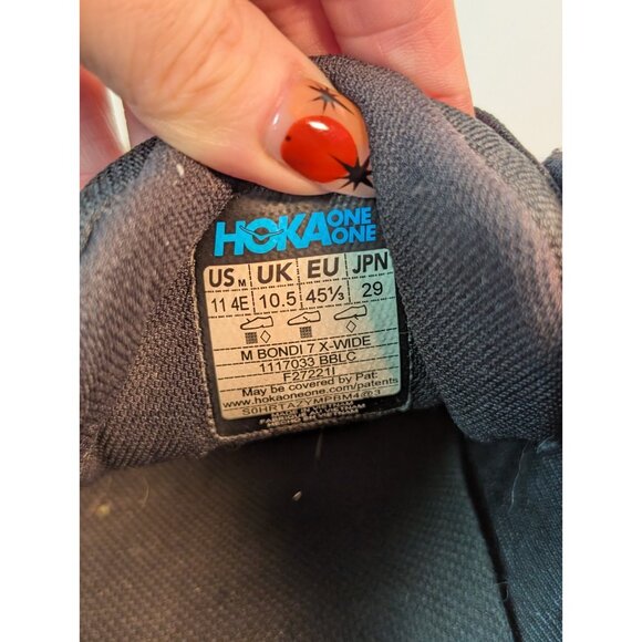 Hoka One One M Bondi 7 Mens Sz 11 4E Sneakers Black Mesh Rocker 1110518 BBLC - Picture 11 of 11